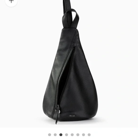 NWOT The Sak Black Leather Sling Backpack - New 5 pocket Leather 1 side canvas. - Picture 13 of 16